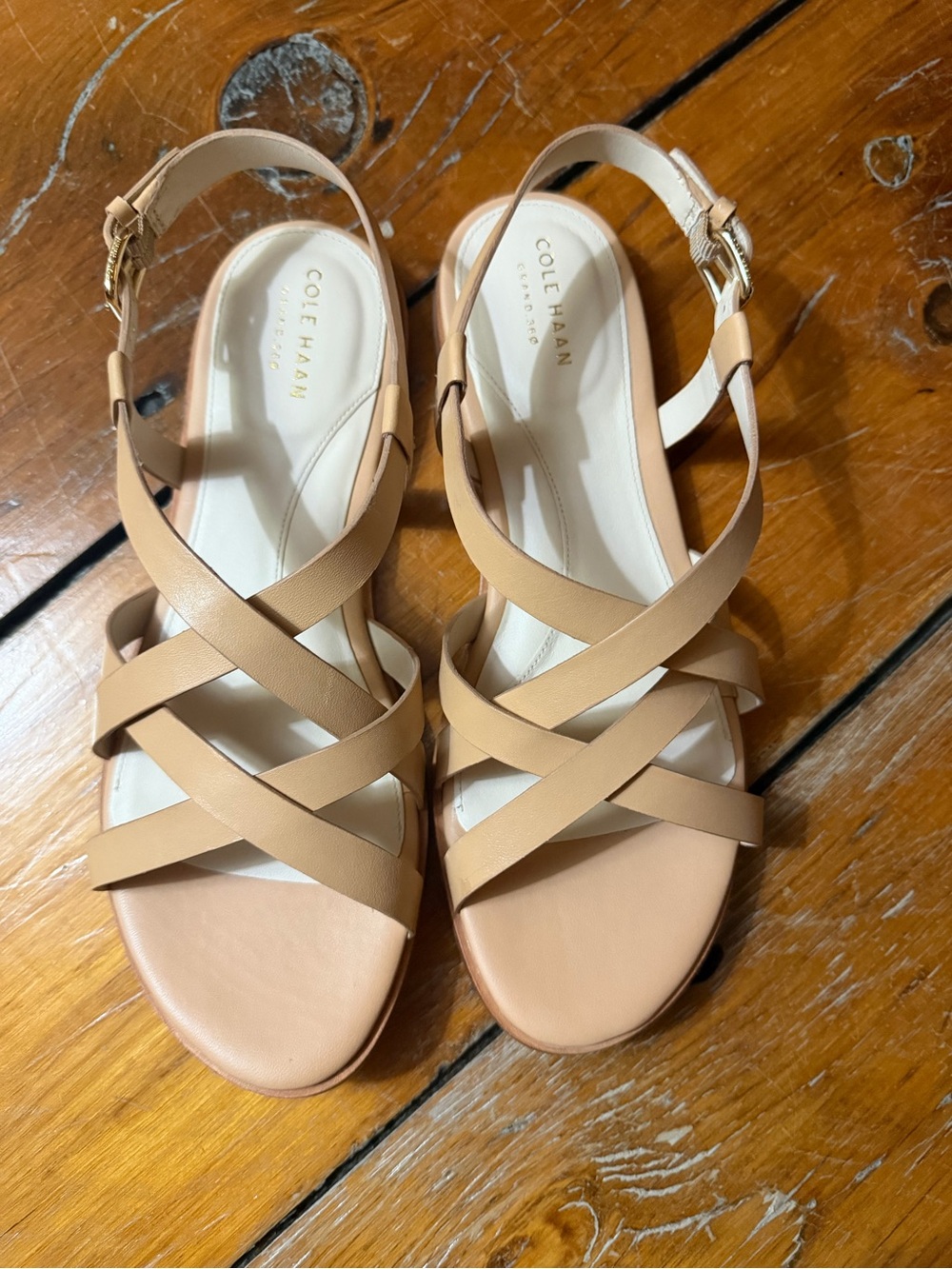 Cole Haan Tan Crisscross Leather Slingback Sandals